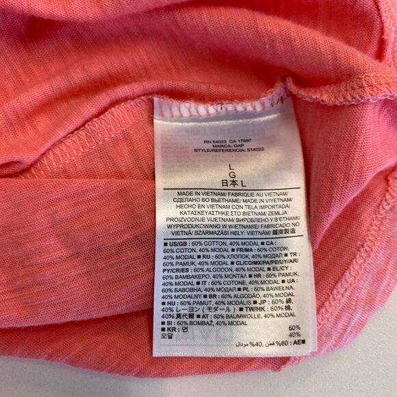 Gap Ballet Pink Tunic Top Womens L Large Mid Sleeves Low Cut Back Cotton Stretch - Picture 7 of 10